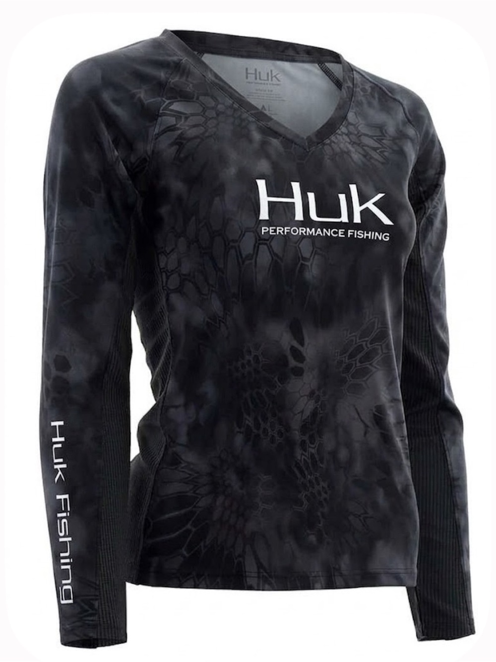 Huk NEW Women's Performance Icon Camo Kryptek V-Neck Long Sleeve Shirt sz Small